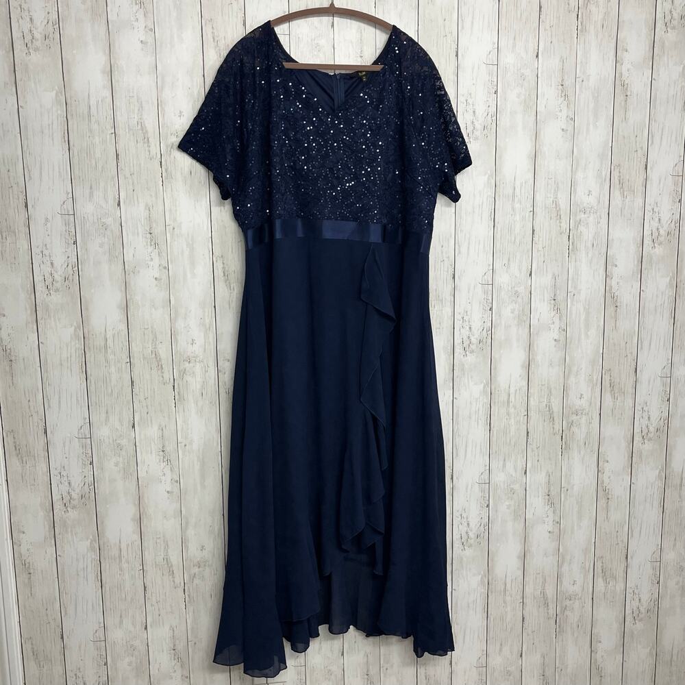 Knitee Blue Maxi Dress Women's 4XL NWT Plus Size Polyamide Stretch Formal Event